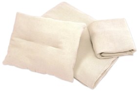 Lenjerie patut din muselina dubla 120x60 cm Kidizi ivory, include cearceaf, perna, husa pilota si pilota, bumbac 100%