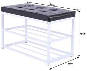 Pantofar  bancuta ,tapitata piele eco ,negru alb,70x35x45 cm,Bortis