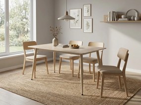 Masa de dining TALVEN cu blat ceramic din travertin 130x70 cm, travertin/casmir