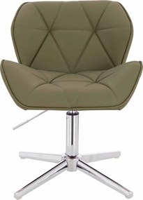 HR111CROSS Scaun Khaki Piele Ecologica Premium Soft cu Bază Cromata