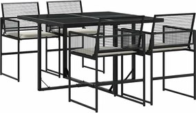 vidaXL Set mobilier de grădină cu perne, 5 piese, negru, poliratan
