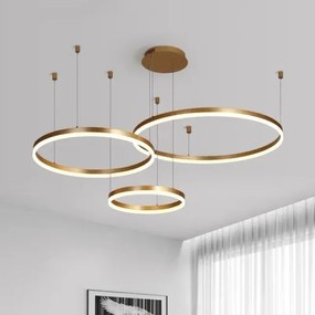 Lustra LED EsnF203003/3, Cu Telecomanda, 3 Tipuri De lumina, 160W, Auriu