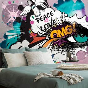 Tapet graffiti verde ochi
