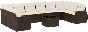 vidaXL Set canapele de grădină cu perne, 11 piese, maro, poliratan