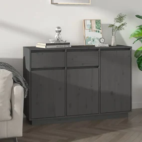 814331 vidaXL Servantă, gri, 110x34x75 cm, lemn masiv de pin