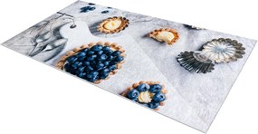ANDRE 33570 covor lavabil Cupcake-uri, bucatarie, anti-alunecare - argint / bej