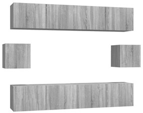 3114364 vidaXL Set dulapuri TV, 6 piese, gri sonoma, lemn prelucrat
