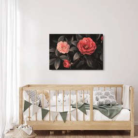 Tablou - Flori roșii pe fundal întunecat (90x60 cm)
