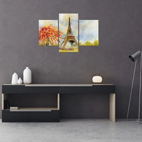 Tablou pictat cu turnul Eiffel (90x60 cm)