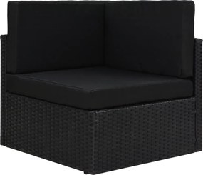vidaXL Canapea de colț modulară, negru, poliratan