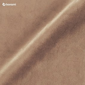 Pat matrimonial maro deschis tapițat cu spațiu de depozitare cu somieră 140x200 cm Kiana – Makamii