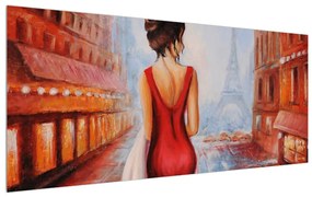 Tablou cu femeie și turnul Eiffel (120x50 cm), în 40 de alte dimensiuni noi