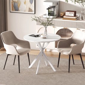 HOMCOM Masă Da Dining Rotund Stil Industrial Con Picioare în X Ø80x75 cm | Aosom Romania