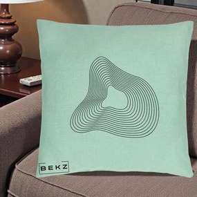 Perna Decorativa Abstract Linii Organice, 40x40 cm, Verde Menta, Husa Detasabila, Perna Inclusa, BEKZ®