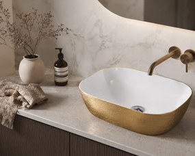 Lavoar baie pe blat 8217PG ceramica premium alb-auriu