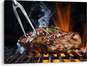 Tablou cu steac pe grill (70x50 cm)