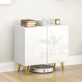 HOMCOM Aparador de Intrare cu 2 Uși și Rafturi Reglabile pentru Bucătărie Sufragerie 80x40x75 cm Alb Lucios | Aosom Romania