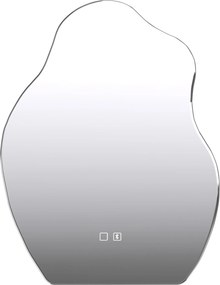 HOMCOM Oglindă baie LED 80 x 60 cm, 3 culori, design neregulat, Bluetooth, antiaburire, touch | Aosom Romania