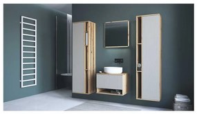 Dulap suspendat pentru baie Pulcro, crem / stejar artisan