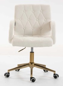 HR8404K Scaun Crem Boucle cu Bază Aurie