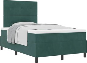 vidaXL Pat cu arcuri cu saltea Verde închis 120 x 190 cm Catifea
