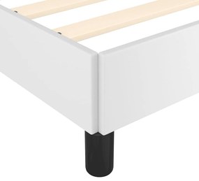 Cadru de pat cu tablie, alb, 160x200 cm, piele ecologica Alb, 160 x 200 cm, Design simplu