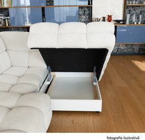 Set canapea extensibilă cu funcţie de extensie electrică, bej-gri Taupe, pe stânga, TOLLO L ROH
