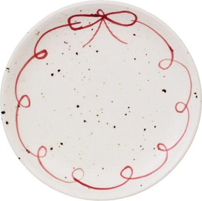 Farfurie decorativă vintage din ceramică, alb cu detalii roșii „Viola Bow”