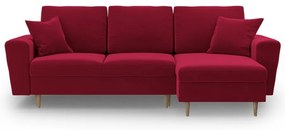 Colțar roșu extensibil, cu spațiu de depozitare cu tapițerie din catifea Kyoto – Cosmopolitan Design