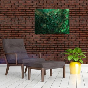 Tablou pe sticlă - Imagine microscopică verde (70x50 cm)