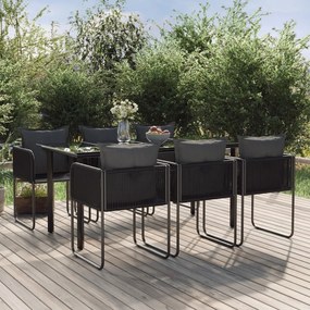 vidaXL Set de servit masa pentru grădină, 7 piese, negru