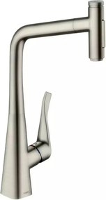 Baterie bucatarie cu dus extractibil Hansgrohe Metris Select M71 320 cu 2 jeturi finisaj otel inoxidabil sBox inclus