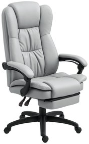 Vinsetto Scaun de birou ajustabil cu suport pentru picioare, suport pentru cap, funcție de masaj, piele ecologică, 68,5x68,5x113-121cm | Aosom Romania