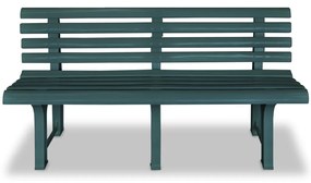 43584 vidaXL Bancă de grădină, verde, 145,5 cm, plastic