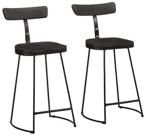 vidaXL Scaune de bar 2 buc Negru 49x43x88 cm lemn masiv de mango