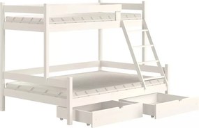 Pat supraetajat drewniane Poli cu sertare - alb, 80x180