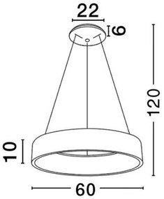 Lustra moderna suspendata LED 3000K 60cm RANDO negru NVL-6167220