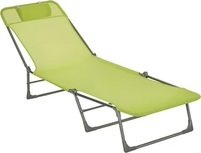 Outsunny Șezlong reclinabil pliabil cu pernă, spătar reglabil în 5 trepte, verde | Aosom Romania