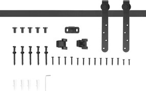 HOMCOM Kit de ușă cu glisare pentru sistem de galandaj cu ușă cu grosimea de 20-25 mm lățime maximă 0,9 m greutate maximă 20 Kg oțel negru | Aosom Romania