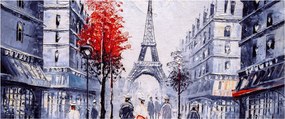 Tablou - Străzi din Paris, pictură în ulei (120x50 cm)