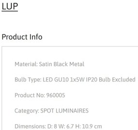 Aplica cu spot design minimalist LUP negru