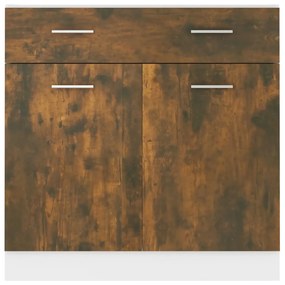 Dulap inferior de chiuveta, stejar fumuriu, 80x46x81,5 cm, lemn Stejar afumat, 1