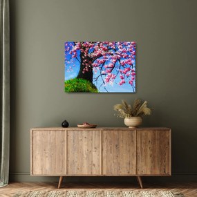 Tablou pe sticlă - Cireș înflorit - pictură (70x50 cm)