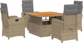 vidaXL Set mobilier de grădină cu perne, 5 piese, bej, poliratan