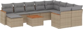 vidaXL Set canapele de grădină cu perne, 11 piese, bej, poliratan