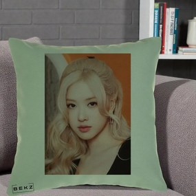 Perna Personalizata K-pop BLACKPINK cu Funda Rosie, 40x40 cm, Verde, Husa Detasabila, Perna Inclusa, BEKZ®