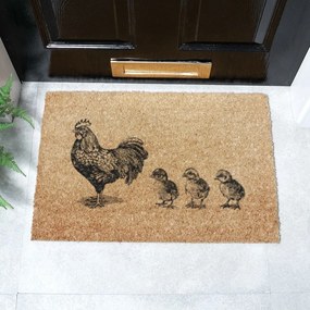 Covoraș de intrare din fibre de nucă de cocos 40x60 cm Chickens and Chicks – Artsy Doormats