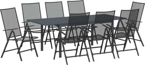 vidaXL Set de masă pentru grădină 9 pcs Antracit Oțel