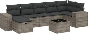 vidaXL Set canapele de grădină cu perne, 8 piese, gri, poliratan