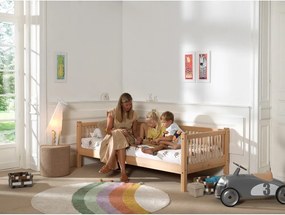 Pat pentru copii în culoare naturală din lemn de fag cu somieră 90x200 cm Forrest – Vipack